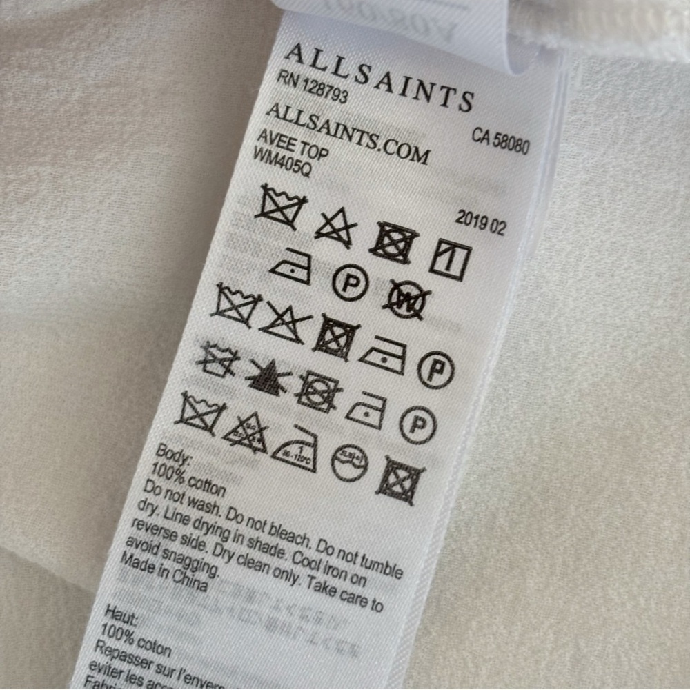 AllSaints Avee White Asymmetrical Hem Sleeveless Top Small - Picture 8 of 8